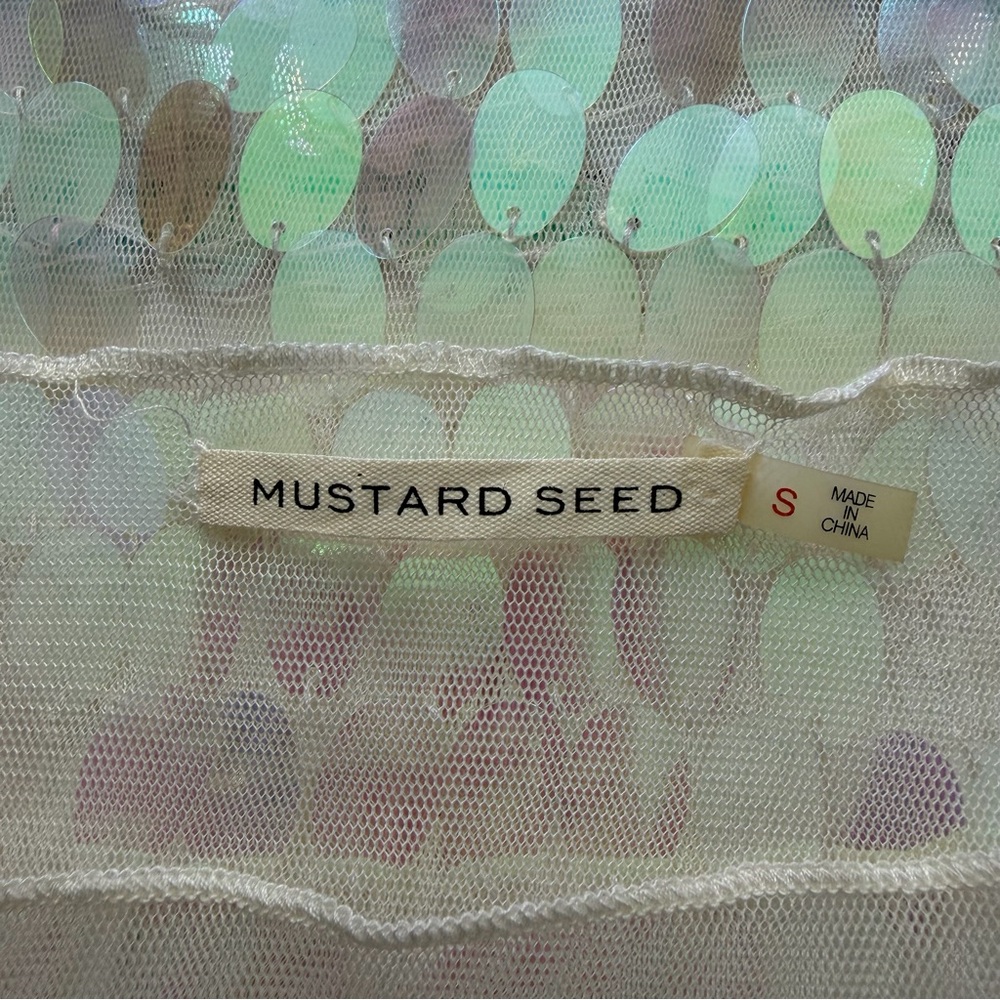 Mustard Seed Sequin Mesh Sheer Top Small Iridescent Y2K Festival Rave Party Glam - Picture 6 of 11